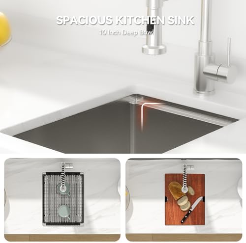 Lordear Undermount Bar Sink 15 x 19 x 10 Inch Kitchen Sink 16 Gauge Stainless Steel Small Sinks Kitchen Single Bowl Workstation with Cutting Board - Image 3