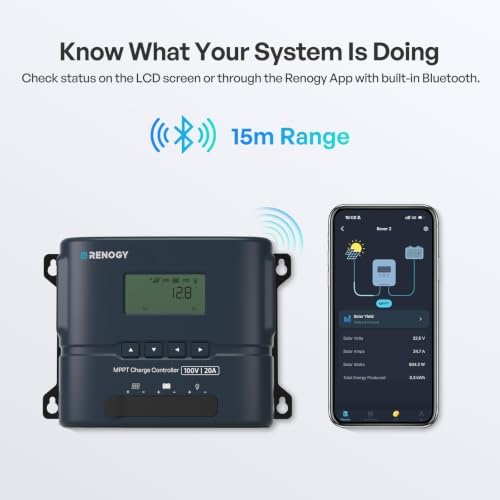 Renogy MPPT Solar Charge Controller with Bluetooth & LCD, 100V 20A 12V/24V - Image 3
