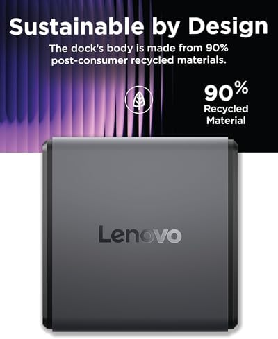 Lenovo GaN Charging Dock, Multiport Docking Station w/ 60W PD, HDMI, USB-C, USB-A, Micro SD, Power Adapter & Dock in One, Compact Design, Sustainable Materials, Home Office Gaming Dock Stand Console - Image 5
