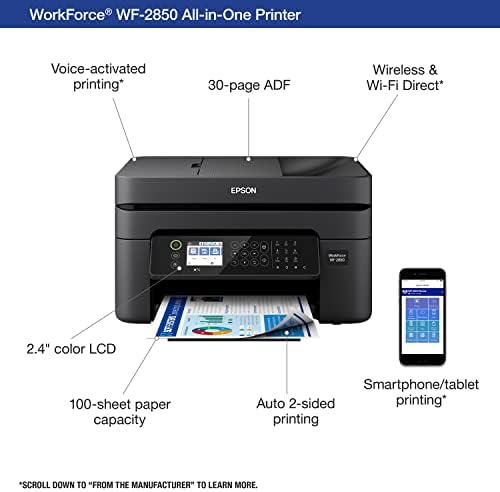 Epson Workforce WF-2850 Wireless All-in-One Printer with Scan, Copy, Fax - Image 3