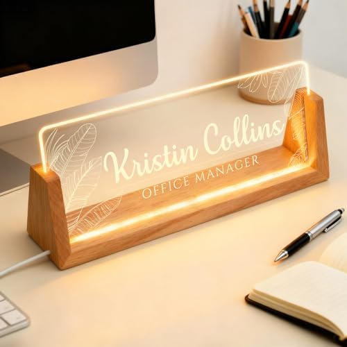 Personalized LED Name Plate for Desk, Light Up Acrylic Office Decor - Image 4