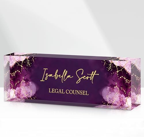 Custom Name Plate for Desk, Acrylic Desk Name Plate Personalized, Employee Appreciation Gifts, Office Desk Accessories for Women Men Teacher Nurse, Coworker Gifts for Manager Assistant (Lavender) by DOCRAGI