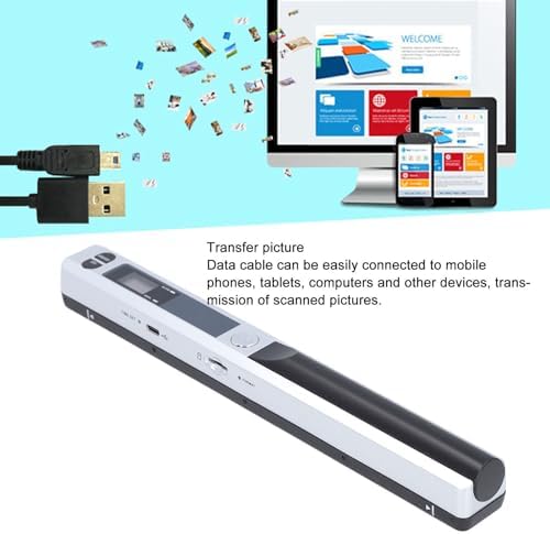Handheld Document Scanner, Portable for A4 Documents Photo Pictures Receipt 8.27 Inch HD 900DPI Color Mobile Handheld Scanner Wand for Home Travel Office (Silver) - Image 3
