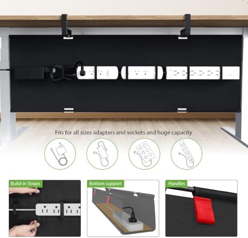 KEEGH Extra Large No Drill Under Desk Cable Management Tray 48 in, Black - Image 3