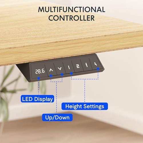 FLEXISPOT EN2 40"x24" Whole-Piece Standing Desk with Power Strip, Maple - Image 3