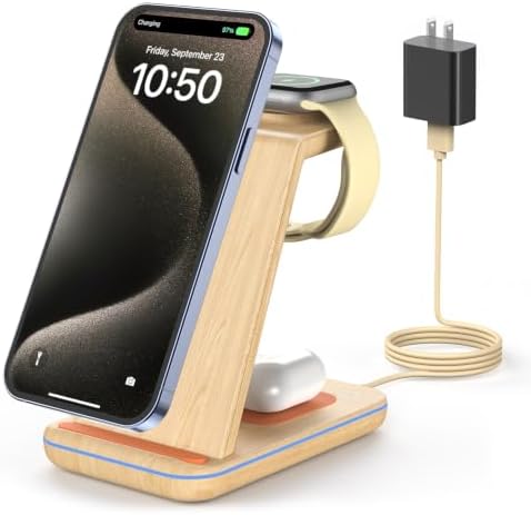 GEEKERA 3-in-1 Wireless Charging Station for iPhone, Watch & AirPods by GEEKERA