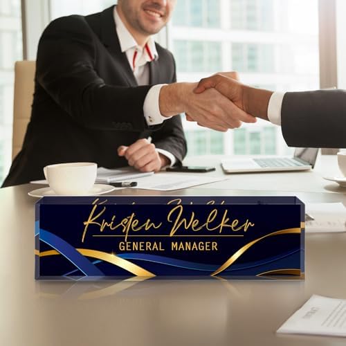Custom Office Name Plate for Desk - Desk Name Plate Personalized Gifts for Coworkers, Boss, Employees, Teacher, Nurse - Office Desk Decor for Women Men - Employee Appreciation Gifts (Blue Gold) - Image 3