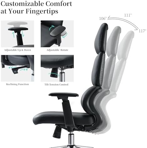 EUREKA ERGONOMIC Remi High Back Office Chair, PU Leather Office Chair with Wheels, Leather Desk Chair, Executive Office Chair Comfy for Home & Office, Black - Image 5