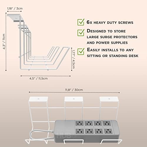 Compact Under Desk Cable Tray Organizer – Wire Management Set, White (2-Pack, 12") - Image 6