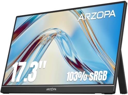 ARZOPA 17.3" Portable Monitor, 1080P FHD 103% sRGB IPS Gaming Monitor by ARZOPA