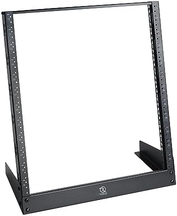 RIVECO 12U Desktop Rack for Audio & Network Devices 19 Inch 2 Post Open Frame Shelf with Reinforced Beam, Free Standing Racks for IT Server Sound AV Music Recording Equipment by RIVECO