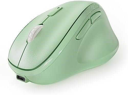 Micropack Ergonomic Vertical Wireless Bluetooth Mouse for Laptop MacBook PC Rechargeable Silent Click 3-Mode Multi-Device 2.4G Adjustable DPI Compatible with Windows Android iOS MacOS Green by Unknown