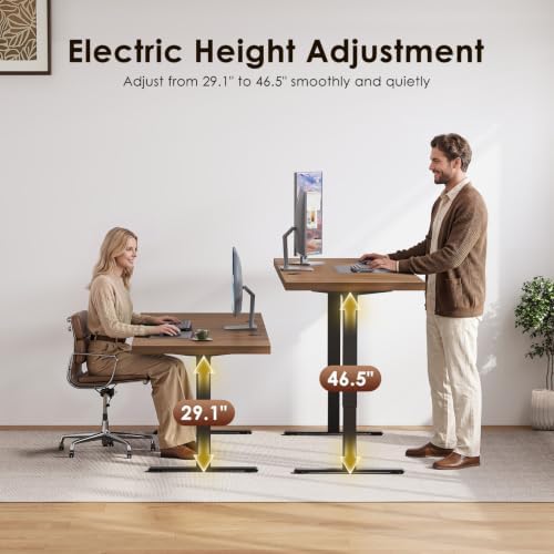 OffiGo 71 Inch Executive Electric Standing Desk Height Adjustable, Walnut - Image 4