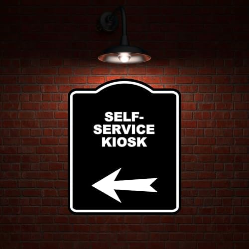 Self-Service Kiosk Black Sign Arrow Left Sign 15X18 - Image 2