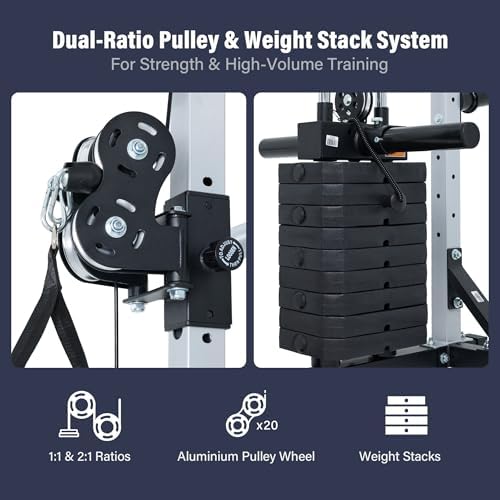 Major Fitness Drone MAX V Smith Machine with Weight Stacks, All-in-One Home Gym Squat Rack--2500LB Capacity, Dual LAT Pull-Down Systems & Cable Crossover Machine, Heavy-Duty Full-Body Workout Machine - Image 4
