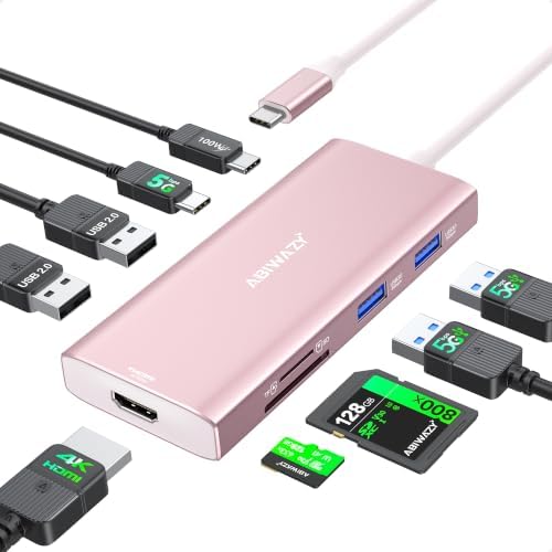 USB C Hub HDMI, ABIWAZY 9 in 1 Mac Adapter for MacBook Pro/Air by ABIWAZY