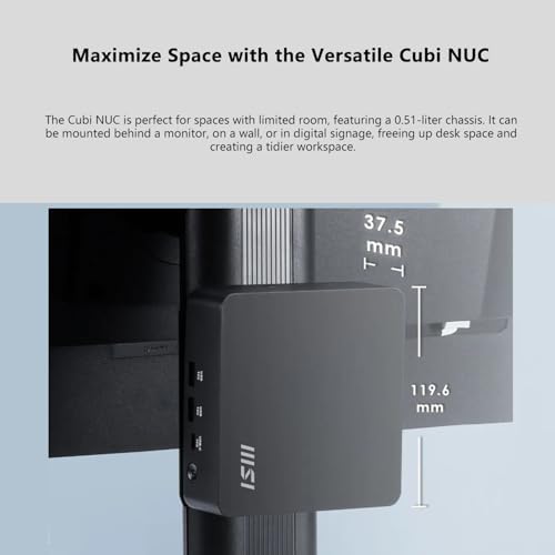 msi Cubi NUC AI Business Mini Desktop, Intel 14-Core Ultra 5 125H, 16GB DDR5, 512GB SSD, Support 4-Display & 4K, 2 x Thunderbolt 4, 2 x HDMI, Dual 2.5G LAN, Wi-Fi 6E, Windows 11 Pro, Black - Image 5
