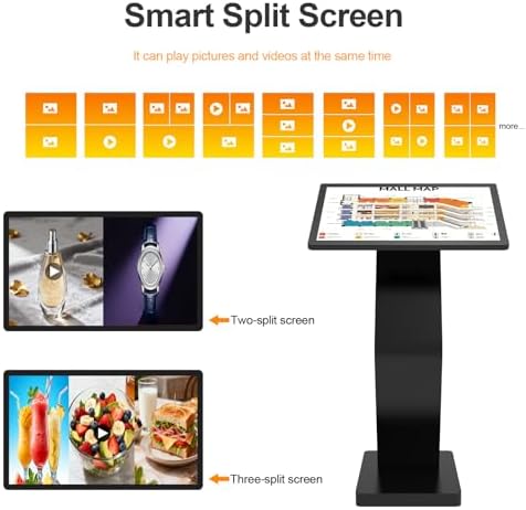 27 Inch Touch Screen Kiosk, 10pt PCAP Touch Screen Digital Signage, Plug&Play K-Style Indoor Digital Signage, Interactive LCD Display Signage, CMS/U-Disk Publish Content, Split Screen, Android 11 - Image 4