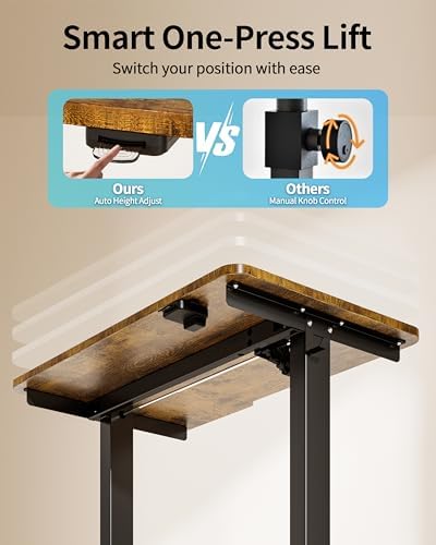 Okin Electric Standing Desk 31.5x19.7 Inches Small Computer Desk-Whole Piece Stand up Desk with Wheels Gaming Rolling Home Office Desks, Rustic Brown - Image 3