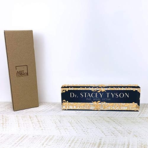 Artblox Office Desk Name Plate Personalized | Custom Name Plates For Desks | Leaf Gold Design On Clear Acrylic Glass | Cute Office Desk Accessories Customized Gifts - (8" x 2.5") - Image 6
