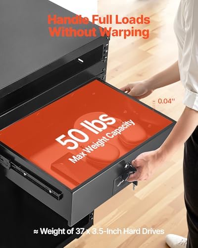 VEVOR 3U Rack Drawer, Lockable Server Cabinet Case, 13.8'' Depth Server Rack Mount Drawer, for 19'' Network Equipment/DJ/AV Rack or Cabinet Enclosure, 50 lbs Max Load, with Cable Management Holes - Image 3