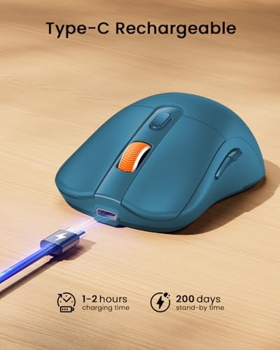 ProtoArc EM15 USB C Mouse, Tri-Mode Bluetooth Mice for Laptop, Blue - Image 3