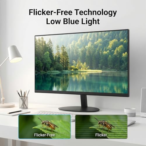 27 Inch Monitor - 1080P, VA, Full HD, Frameless, 100Hz, 1ms, Adaptive-Sync, for Working and Gaming, Low Blue Light, Flicker Free, HDMI, VESA Mountable (100x100mm) - Image 2