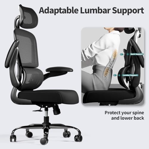 TRALT Office Chair Ergonomic Desk Chair with Lumbar Support Black, 15 - Image 6
