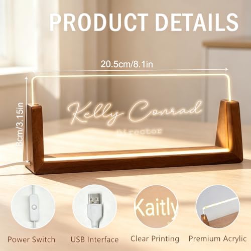 Custom Name Plate for Desk with Light Up Acrylic & Wooden Base - Personalized Office Sign for Teacher, Boss, Coworker - Employee Appreciation Gift for Educators Professionals - Image 6