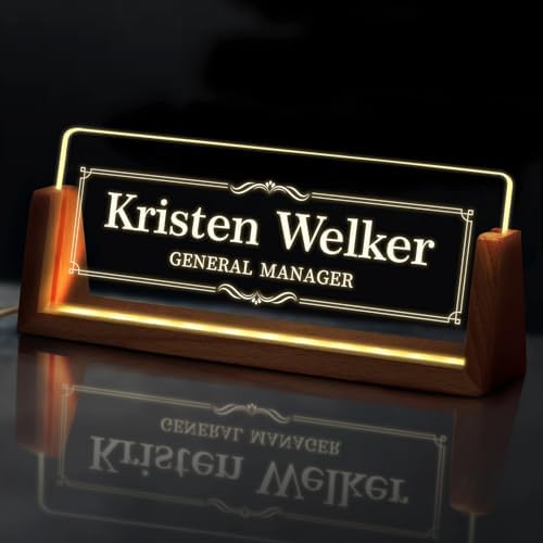 Custom Light Up Name Plate for Desk, Desk Name Plate Personalized with Logo, Employee Appreciation Gift, Personalized Office Gifts for Boss Coworkers Teacher, Office Decor for Women Men (Border style) by EOBIBIFUN