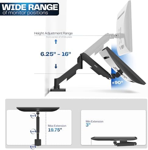 VIVO Single Monitor Stand, Fully Adjustable Arm for 17 to 32 inch Screen, Mechanical Articulating Desk Mount, Gaming and Office Setups, VESA 75x75, 100x100, Max 19.8 lbs, Classic, Black, STAND-V001O - Image 5