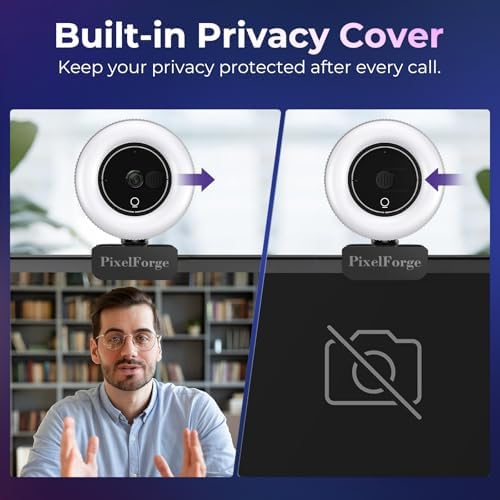 4K Webcam for PC with Microphone & Light & Privacy Cover - Image 5