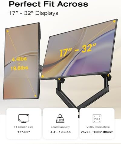 NB SmooVex™ Computer Monitor Mount, Monitor Stand fits up to 32 Inch, Mechanical Spring Monitor Arm, VESA 75/100 mm, Model-A5C - Image 3