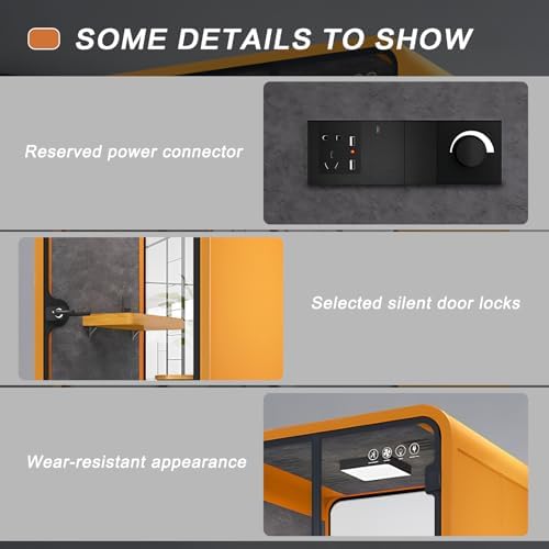 Modern Office Pod Booth 63IN (Honeycomb Aluminum Panel)(Reduce The Sound by 30-40 Decibels) Curved Corner Design,Central Lighting,for Negotiation Room - Image 6