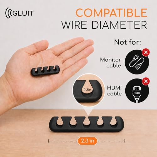Cord Organizer for Desk, Nightstand Cable Holder, 5 Pack, Multislot, Black - Image 4