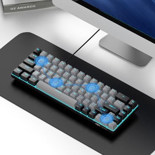 MageGee Portable 60% Mechanical Gaming Keyboard, MK-Box LED Backlit Compact 68 Keys Mini Wired Office Keyboard with Blue Switch for Windows Laptop PC Mac - Grey/Black - Image 6