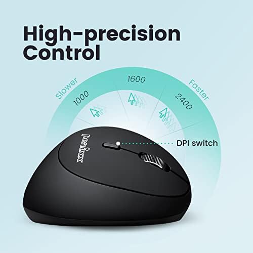 Perixx PERIMICE-819B Bluetooth Portable Vertical Mouse - Wireless 3-in-1 Multi-Device Spec - Silent-Click - Portable Compact Size - Black - Right Handed - Image 6