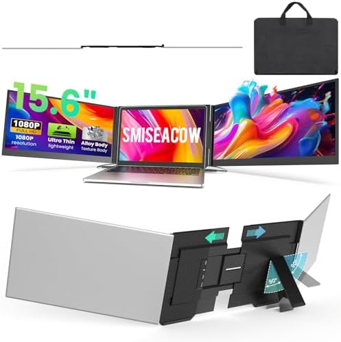 15.6" Laptop Screen Extender, 1080P FHD Ultra-Slim Triple Portable Monitor by SMISEACOW