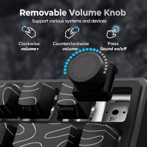 RK ROYAL KLUDGE R75 Wireless Mechanical Keyboard, 75% Percent Topographic Gaming Keyboard Gasket Mount RGB Backlit with Knob & PBT Keycaps, BT5.1/2.4GHz/USB-C, Hot Swappable Cream Switch, Black - Image 4
