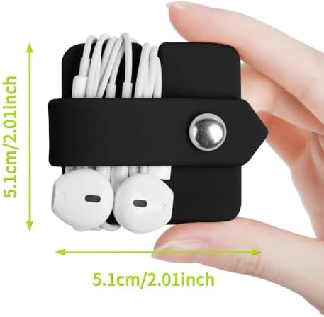 Cord Organizer Earbuds Holder Earphone Wrap Earphones Organizer Headset Headphone Earphone Wrap Winder Cord Manager Cable Winder Set of 2(Black+Pnk) - Image 2