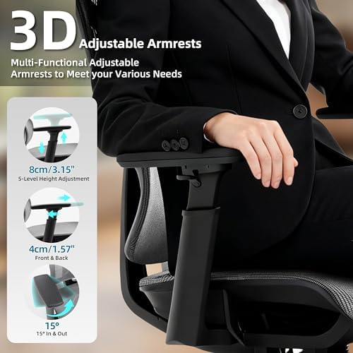 Ergonomic Office Chair with Footrest 4-Level Adjustable Lumbar Suppor - Image 6