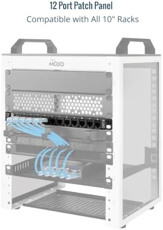 Tecmojo 12-Port Cat6 Patch Panel, 0.5U Rack Mount Modular Panel with Keystone Coupler, for 10" Server Rack & Network Cabinet, Gigabit Ethernet, Black - Image 4