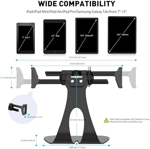 AboveTEK Anti-Theft iPad Kiosk Stand, 360° Swivel POS Tablet Mount with Security Cable & Key, Fits 7–13-inch iPad & Samsung Galaxy Tab, Perfect for Retail & Business - Image 4