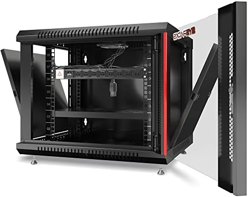 Sysracks 9U Networking Cabinet 24-inch Depth Server Rack Locking Network Enclosure with Fan, Power Strip, Shelves, Feet, Dust-Tight Cable Entries and Other Accessories - Image 6