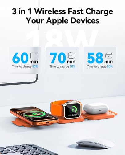 3 in 1 Charging Station for Apple, Foldable Magnetic Wireless Charger Dock - Image 2