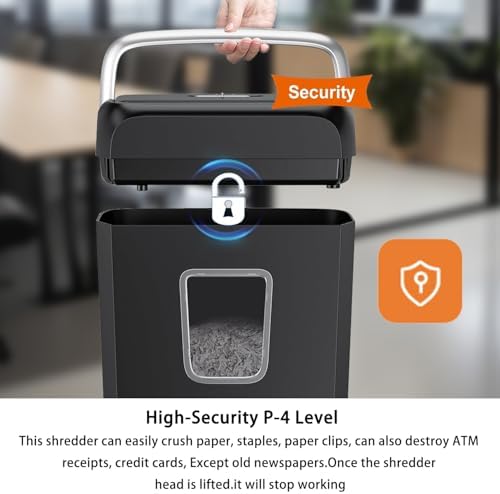 Bonsaii Paper Shredder for Home Office, 6-Sheet Cross-Cut, Shreds Paper, Credit Cards, Mail, Staples & Clips, 3.4-Gallon Clear Bin with Handle - Image 5