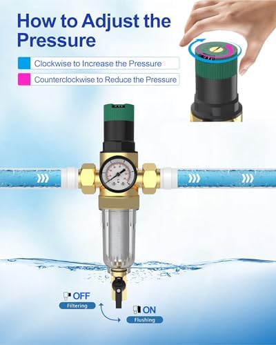 Water Pressure Regulator, with Spin Down Sediment Filter 3/4 Inch - Image 2