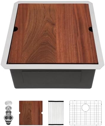 Sarlai 21 Undermount Bar Sink 21"x19" Kitchen Bar Sinks Ledge Workstation by Sarlai