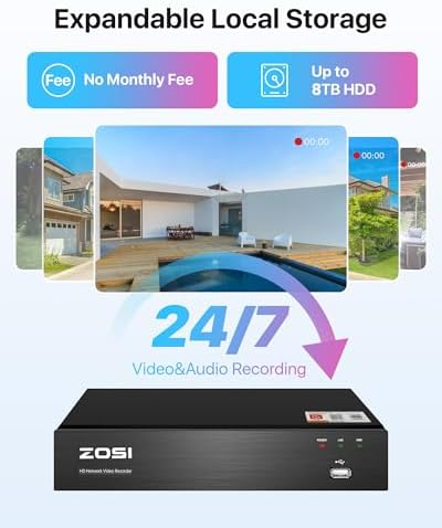 ZOSI 8CH 4K PoE Home Security Camera System with 2TB HDD for Indoor Outdoor - Image 6