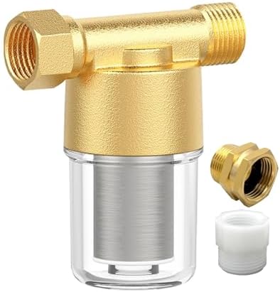 DR02 Reusable Washer Water Filter, 40 Micron Brass Sediment Filter, For Washing Machine, Heater, Garden, RV, Protecting Appliances, Reduces Clothes Yellowing, Anti Scale Shower Filter by Unknown